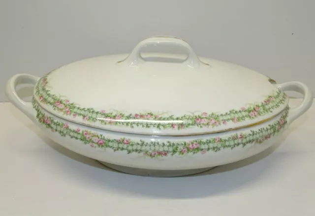 *JOLIE SOUPIERE PORCELAINE LIMOGES tour Décor guirlande fleurie déco TABLE XXe