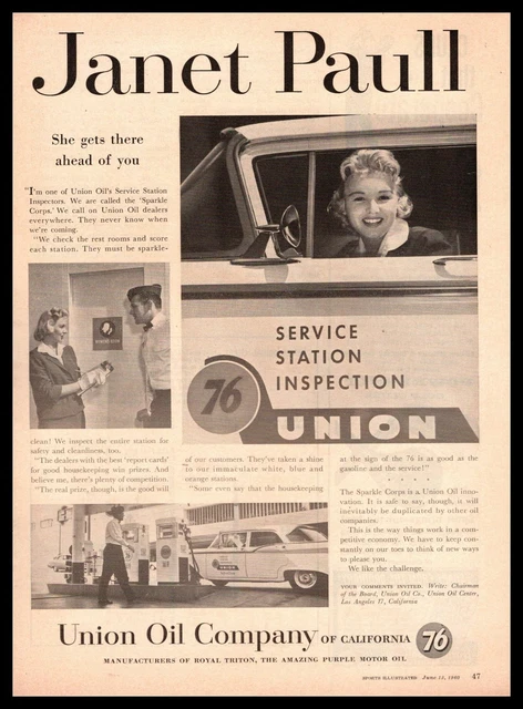 1960 Union 76 Oil Company Service Station Inspection "Sparkle Corps" Print Ad