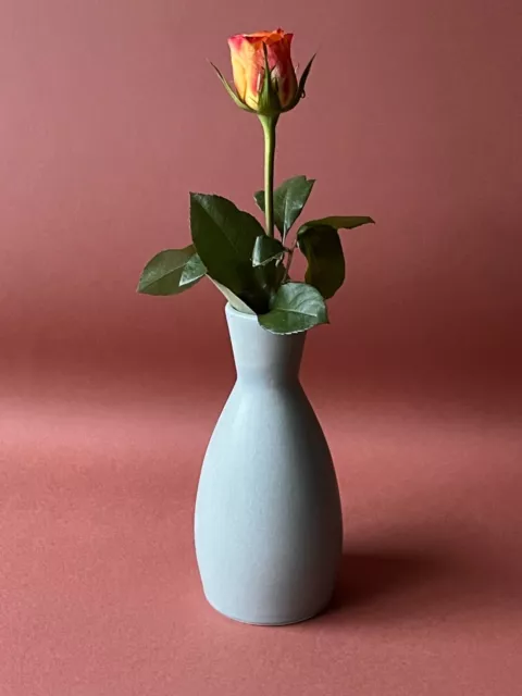 Chinese Ceramic Bud Vase Mottled Pale Grey Green 16cm 2