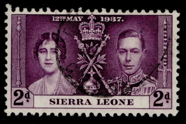 SIERRA LEONE GVI SG186, 2d purple 1937 CORONATION, FINE USED.