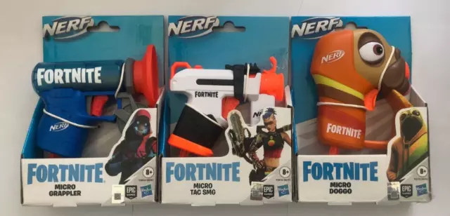 3 x Hasbro NERF Fortnite Microshots Micro Dart Guns Blaster Guns Joblot Bundle