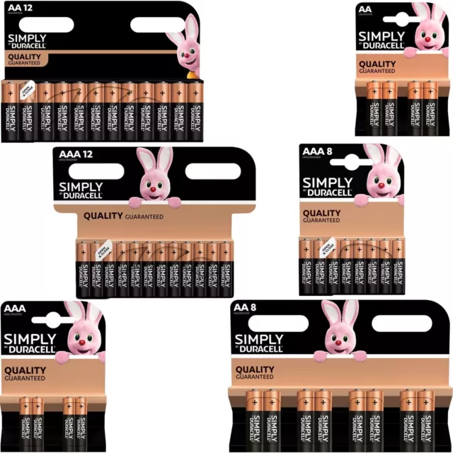 Duracell AA AAA Batteries Simply Alkaline Long Lasting LR03, LR6 Far Expiry