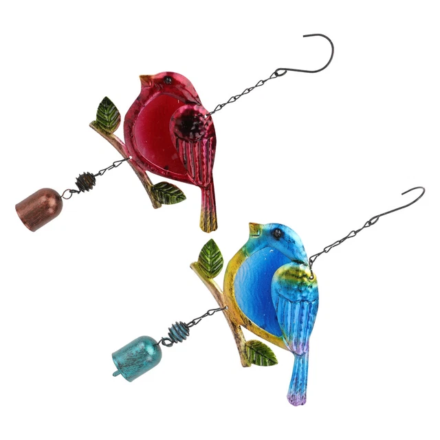 2pcs Vogelwind -Chime Glass Vogel Glocken Wind Chimes mit Glockenheiztwandhänge