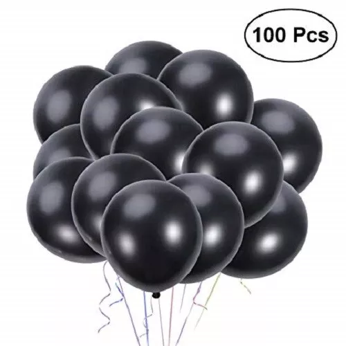 Set 100 Piezas Globos Color Negro Fiesta Cumpleaños Partido Niños Moc