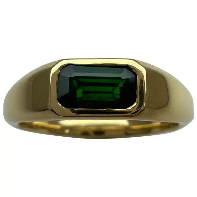 ITSIT Vivid Green Tsavorite Garnet 0.75ct Emerald Cut 18k Yellow Gold Ring