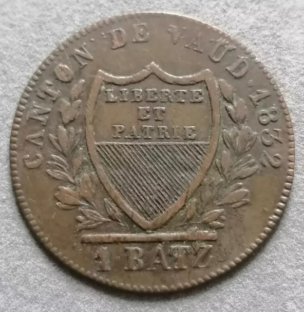 SUISSE - CANTON DE VAUD 1 Batzen - Canton de Vaud 1832 en billon