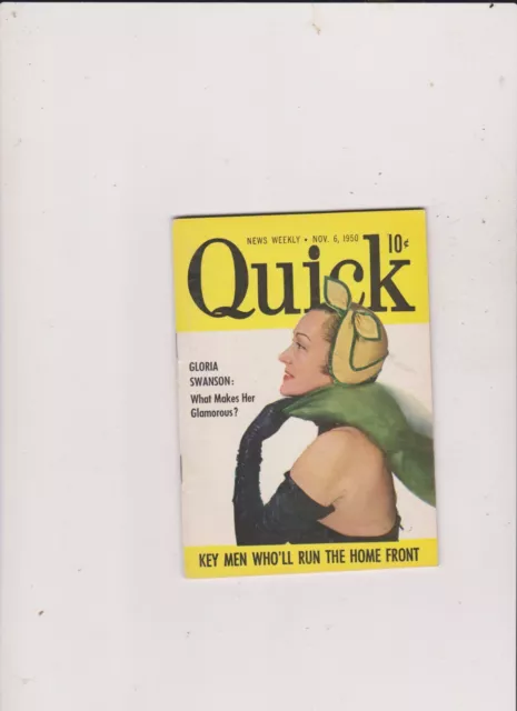 Nov 26,1950 Quick Magazine  Free Shipping In U.s.gloria Swanson