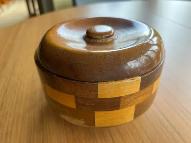 Vintage Wooden Patchwork Fruit Bowl / Dish / Ornamental / Collectible