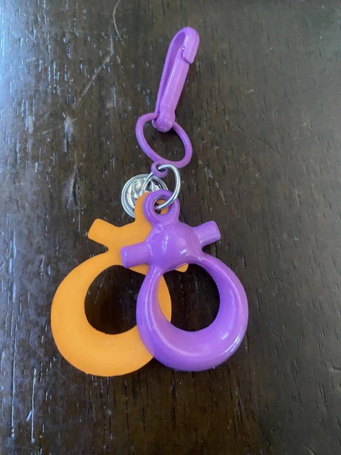 Rare Vintage 1980s Plastic Bell Charm Purple Orange For 80s Charm Necklace