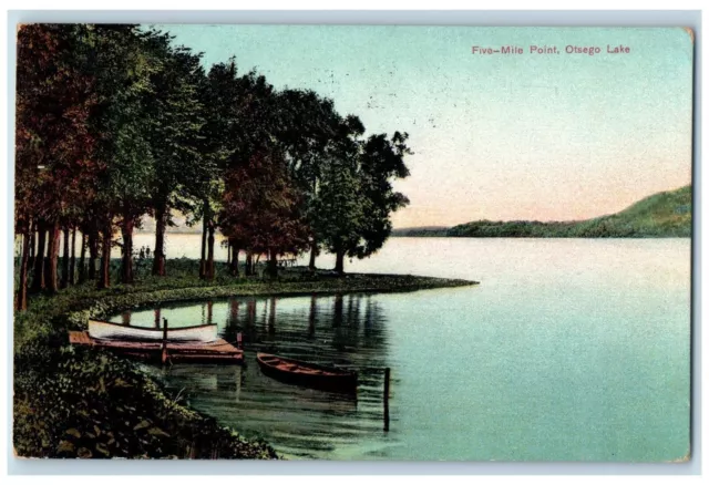 1908 Five Mile Point Otsego Lake Cooperstown New York Vintage Antique Postcard