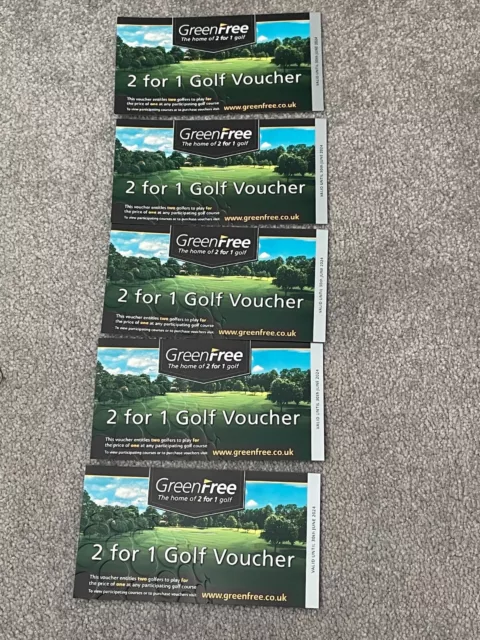 5 X Green Free 2 For 1 Golf Voucher Valid Until 30Th June 2024