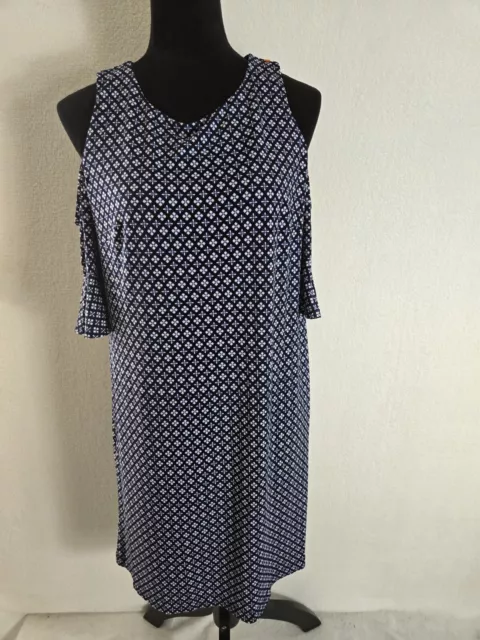 Donna Morgan Womens Size 10 Geometric Print Patterned Cold Shoulder Shift Dress