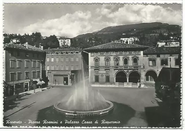 TRENTO (480) - ROVERETO Piazza Rosmini e Palazzo Cassa di Risparmio - FG/Vg 1955