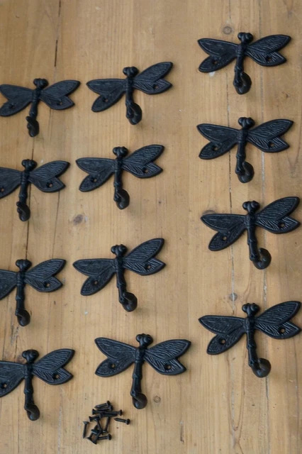 Dragonfly Hooks Decorative Wall Towel Coat Hangers Rack Hooks Black Retro Hat