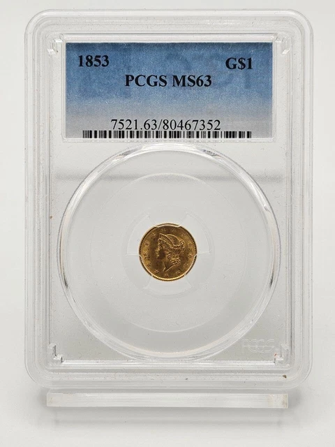 1853 Liberty Head (Type 1) 1 Dollar $1 Gold Coin PCGS MS63 Cert. 80467352
