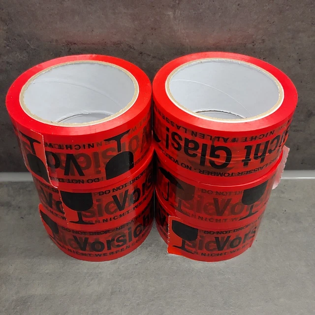 36 Rollen Packband Vorsicht Glas zerbrechlich nicht werfen rot Klebeband WARN