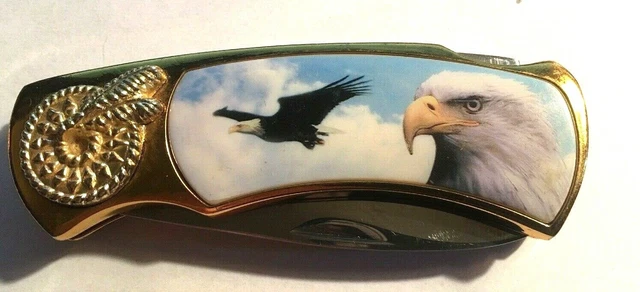 Folding Pocket Knife Eagle On Handle 1 Blade  Cs8-K4
