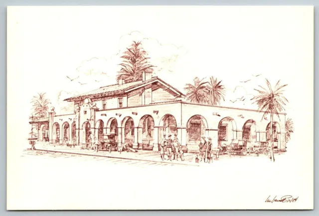 Santa Barbara  Railroad Station  Southern Pacific  RR Depot  California Postcard