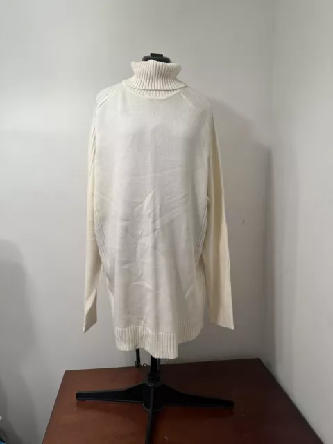 gochu white long sleeve turtleneck ribbed knit sweater Size 2XL