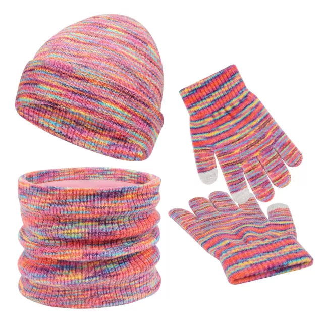 Kids Winter Knitted Beanie Hat Gloves Scarf Set, 3Pcs Girls toddler winter ha...