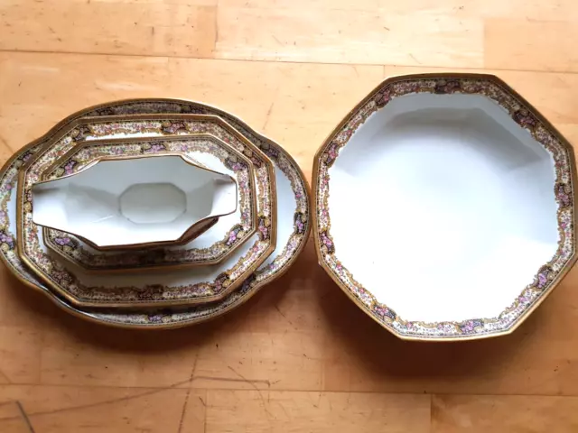 lot 3 plats et une saucière porcelaine Limoges art déco