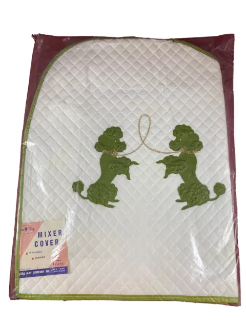 Vintage Dora May Kitchen Mixer Cover NOS Green Poodles Washable Quilted Durable