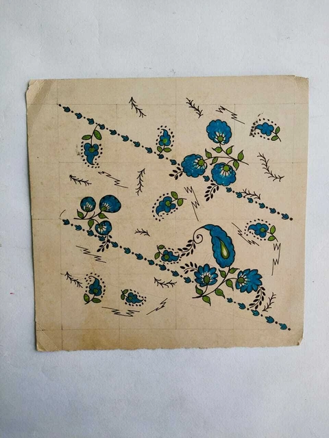 Vintage Handmade old textile floral designs rare collectible piece of art