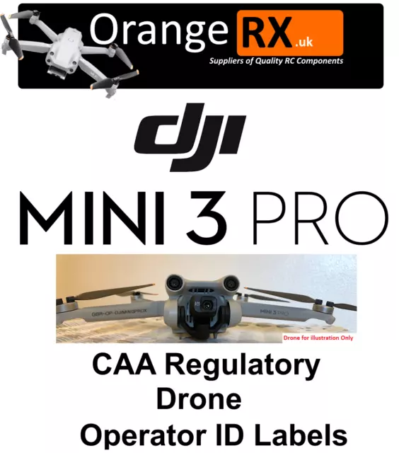 DJI Mini 3 Pro UK CAA Drone Operator ID Stickers Labels 6mm Black on Clear