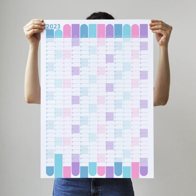 SALMON PINK 2023 Wall Planner, 2023 Wall Calendar, 2023 Year Planner