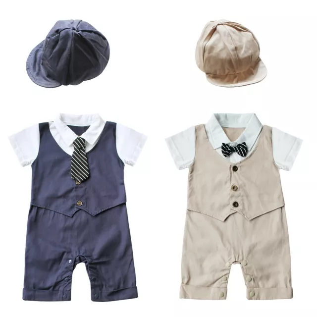 Toddler Kids Baby Boys Gentleman Suit Jumpsuit Romper Party Wedding Outfits Sets