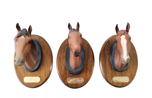 Vintage Beswick Set Of 3 'Champions' Race Horse Head Wall Plaques Red Rum, Troy