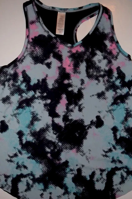 EUC IVIVVA by LULULEMON GIRLS ACTIVE PINK BLUE CHARCOAL GRAY TANK SIZE 10
