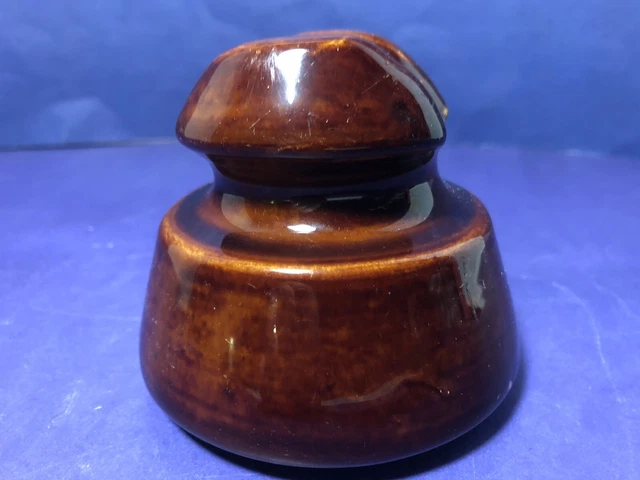 Vintage PINCO -Z Brown Glazed Ceramic Porcelain Insulator Top Rest 3