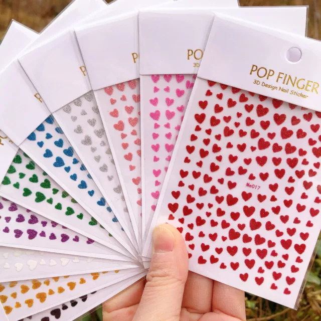 3D Nail Art Decals Valentine's Day love Heart Glitter Self-Adhesive Stickers