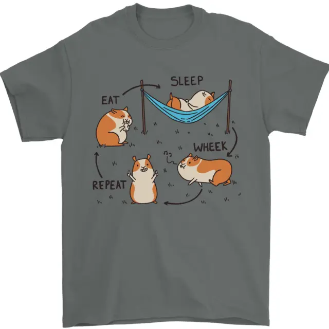 T-shirt da uomo divertente Hampster Eat Sleep Wheek Repeat 100% cotone 4