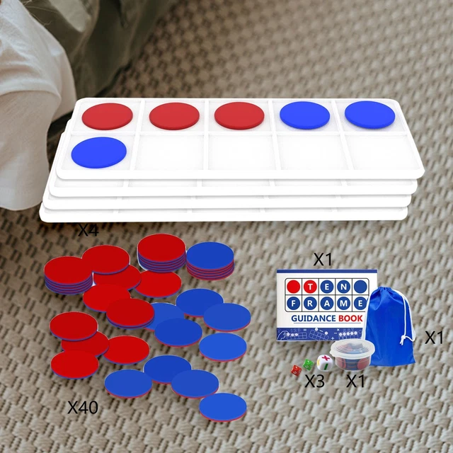 Kit Magnétique 10 Cadres Montessori - 5 Cadres + 50 Disques Colorés + Chiffres EVA - Jeu éducatif Maths 4-8 Ans - 5