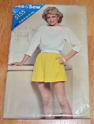 VTG See & Sew Butterick Misses Top & Short Size 6-8-10-12-14 Sewing Pattern 5155