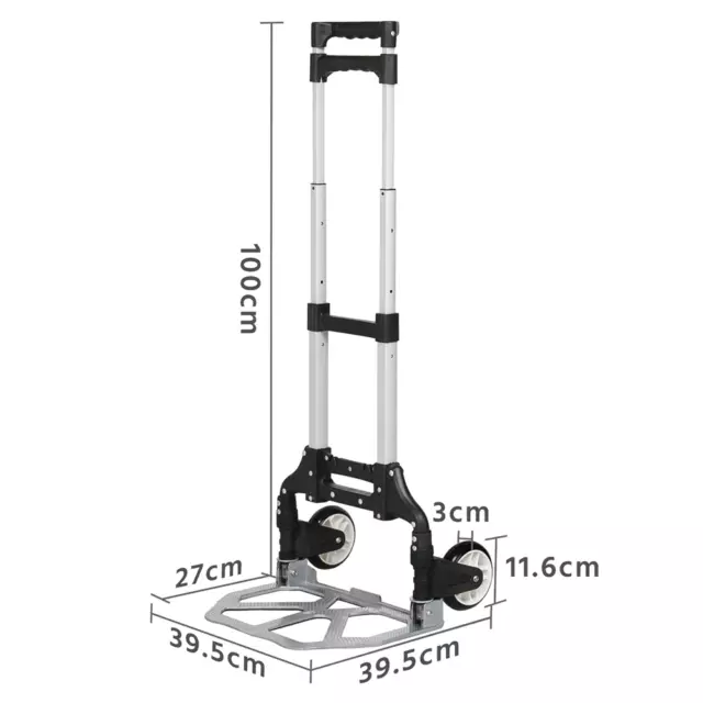 Plegable Carro de Transporte Portátil Carretilla de Mano/Aluminio Capacidad 80kg 2