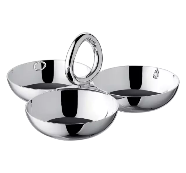 Christofle Vertigo Silver-Plated 3-Bowl Snack Dish Small #4248095 Brand Nib F/Sh