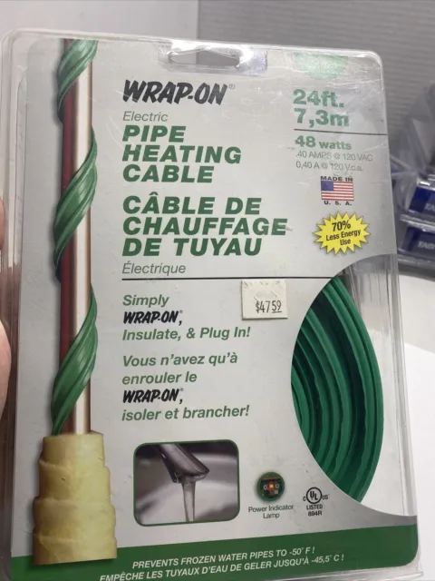 Wrap-On 24’ Pipe Heating Cable 120 Volts. 48 Watts NEW