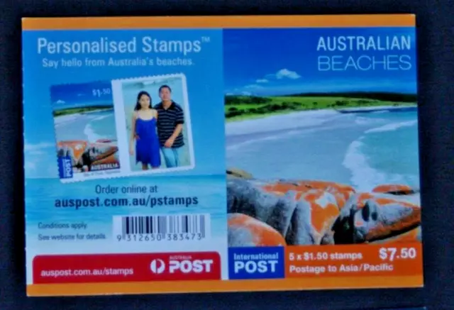 Australian Stamps 2010 Beaches $1.50 Booklet International Mint Self Adhesive 2