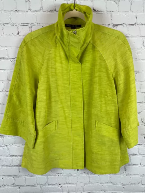 LAFAYETTE 148 NEW YORK linen light green windbreaker jacket zipper ...