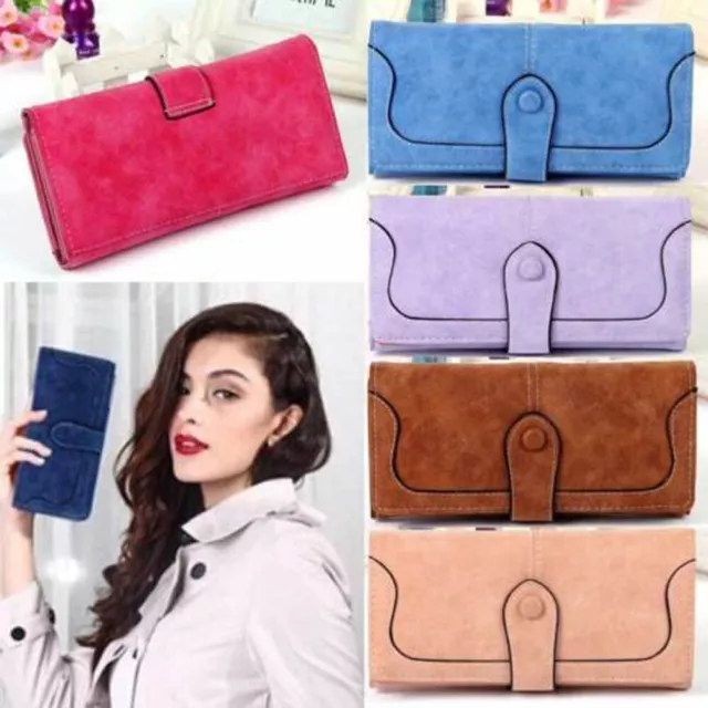 Women Ladies Leather Fashion Bifold Purse Leather Long Wallet Clutch Handbag