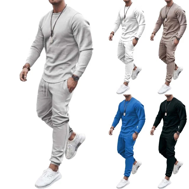 Moda Uomo Top Set Pantaloni Solido Pantaloni Set Tuta Confortevole Coulisse