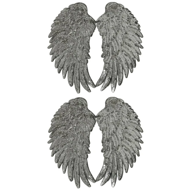 2x Sequin Wings Wing Applique Clothes Sewing Sequined Clothes