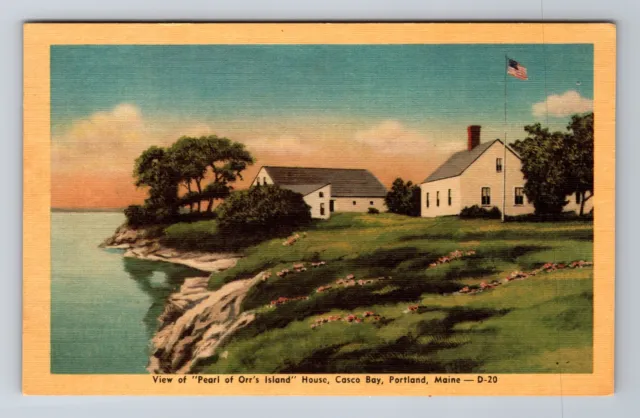 Portland ME-Maine View Of Pearl Of Orr's Island House Casco Bay Vintage Postcard