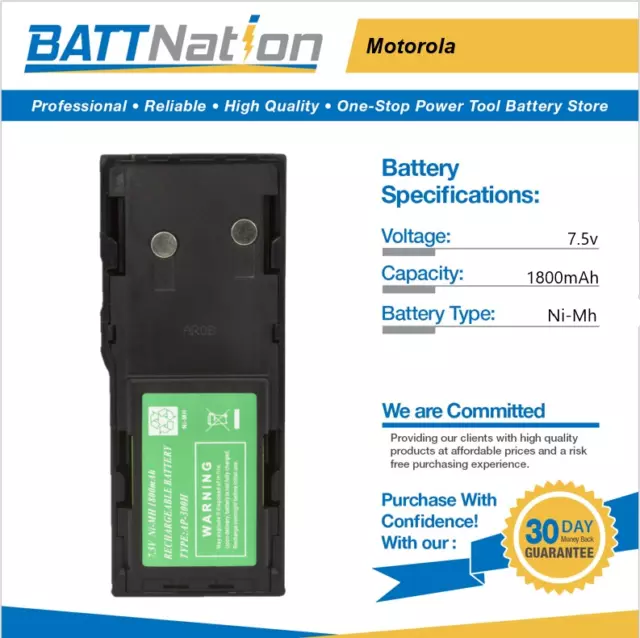 7.5v 1800mAh Ni-Mh battery for Motorola HNN9628 GP300 GP88 GP600