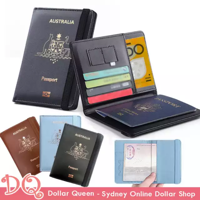 Travel Leather Passport Wallet Holder RFID Blocking ID Card Purse Case Cover AU