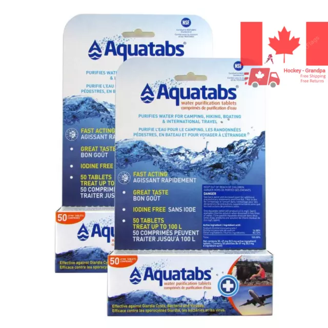 Aquatabs 49 mg 8 5 mg Active Water Purification Tablets - 2 Pack