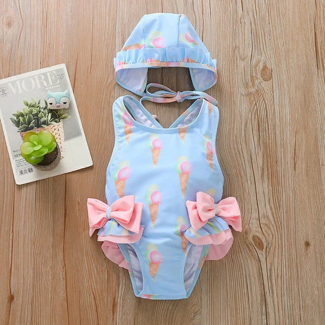 Toddler Baby Girl OnePiece Cartoon Swimsuit Sport Bikini Set Bowknot Swimwear